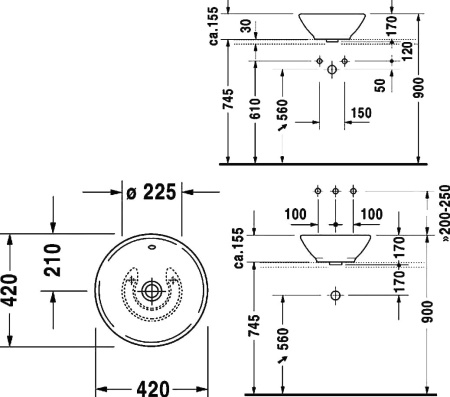 Раковина Duravit Bacino 325420000