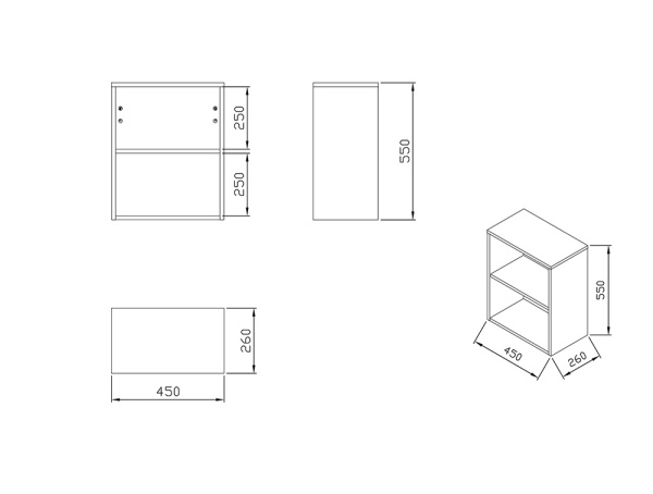 Шкаф боковой Ravak Natural SB 450 X000001055 открытый белый
