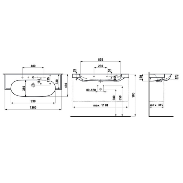 Раковина Laufen Classic 120 8.1385.8.757.107.1