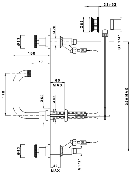 Смеситель для раковины Nicolazzi Arena 3318CR44