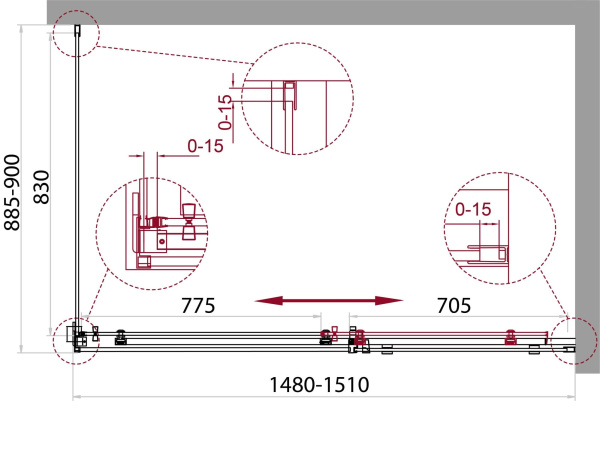 Душевой уголок BelBagno Acqua ACQUA-AH-1-150/90-C-Cr