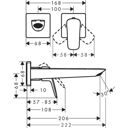 Смеситель для раковины настенный hansgrohe Logis Fine 71256000 хром
