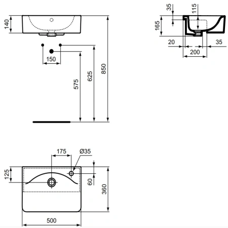 Раковина 50x36 см Ideal Standard Connect Cube E779501