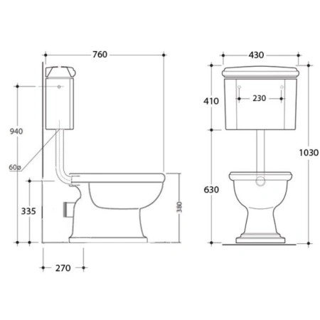 Чаша напольного унитаза Tiffany World Bristol TWBR02bi