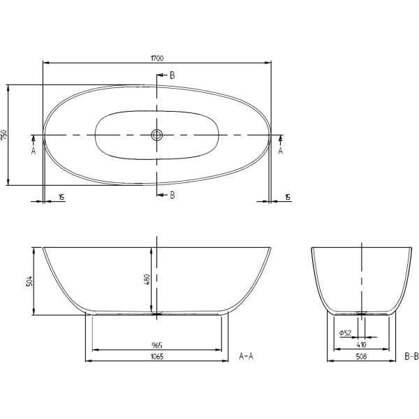 Квариловая ванна Villeroy & Boch Antao Grey UBQ170TAO7V-3S 170x75 см, отдельностоящая, серый матовый