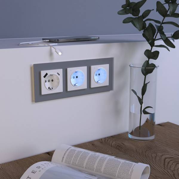 Розетка с заземлением и со шторками и USB без рамки Werkel белый W1171701