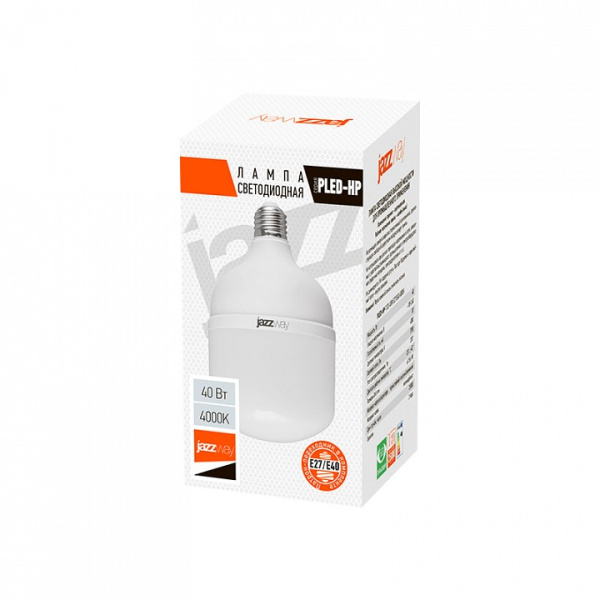 Лампа накаливания Jazzway  E14, E27 40Вт 4000K PLED-HP-T120 40W 4000K E40