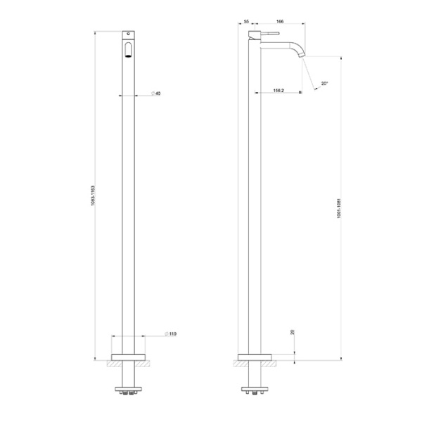 Смеситель для раковины Gessi 316 54097#299 черный матовый