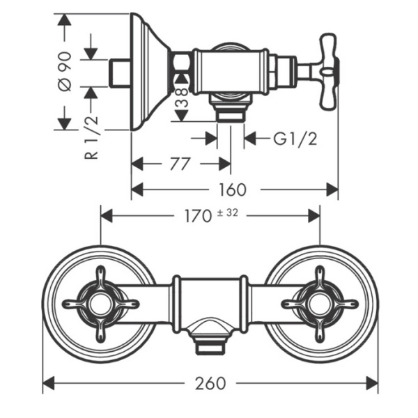 Смеситель для душа Axor Montreux 16560820 шлифованный никель