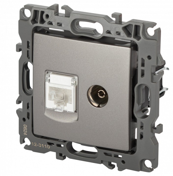 ТВ-розетка и розетка Ethernet RJ-45 без рамки Эра Эра 12 12-3110-16