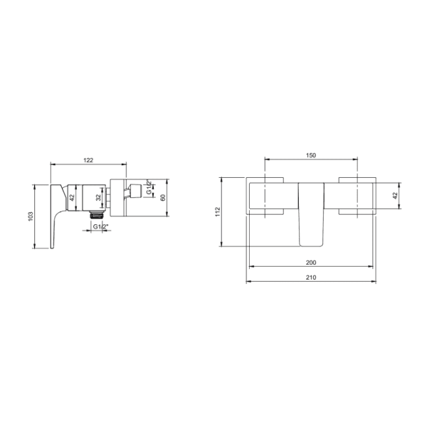 Смеситель для душа Villeroy&Boch Architectura Square TVS125001000K5 черный матовый