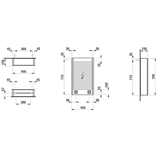 Шкаф зеркальный Laufen Frame 25 45 4.0830.2.900.144.1 белый
