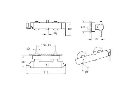 Смеситель для ванны Vitra Suit A4281829 медь