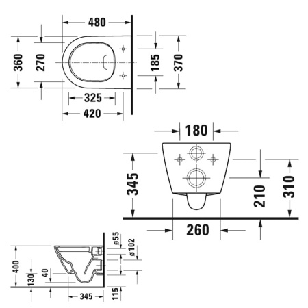 Подвесной унитаз Duravit D-Neo 45870900A1 с крышкой-сиденьем