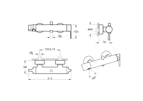 Смеситель для ванны Vitra Suit A4281839 черный глянцевый