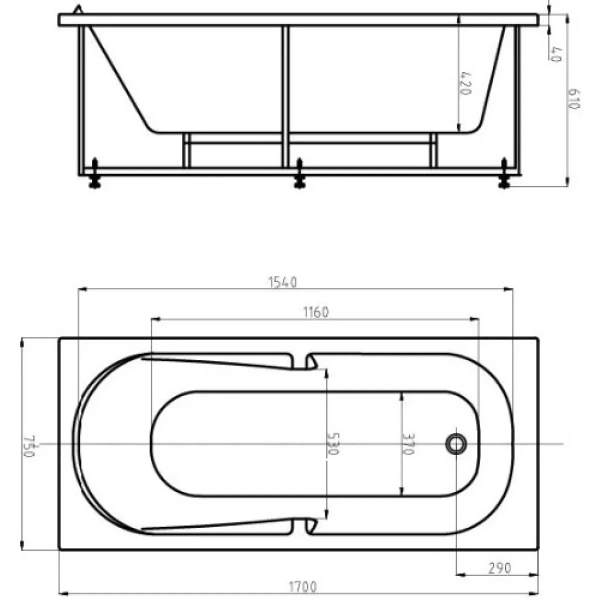 Акриловая ванна Aquatek Лея LEY170-0000057 170x75 см R, белый