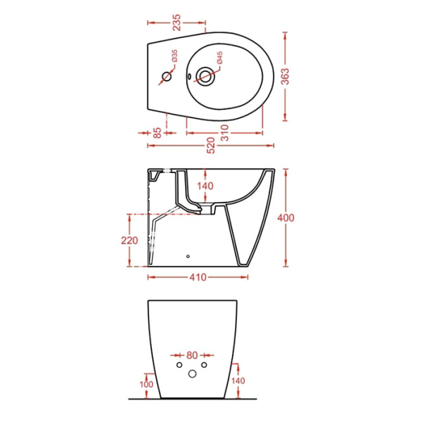 Биде напольное Artceram Step STB002 01 00 bi