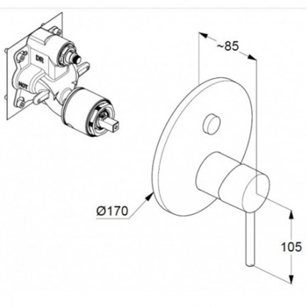 Смеситель для ванны и душа Kludi Bozz 386590576