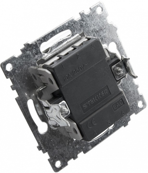 Выключатель двухклавишный с подсветкой без рамки Stekker Катрин 39579