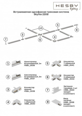 Трек встраиваемый Hesby Lighting Skylite 0036