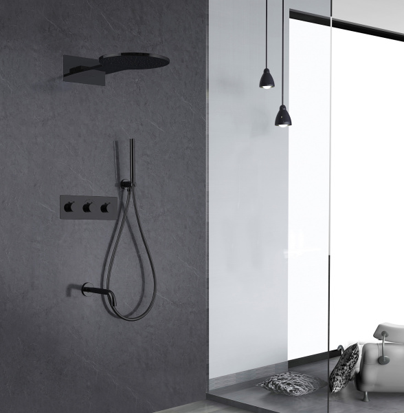 Душевой комплект Abber Wasser Kreis AF8150B черный матовый