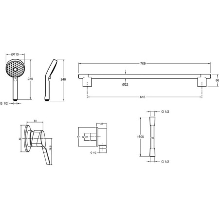 Душевой гарнитур Jacob Delafon Awaken E99890RU-CP со смесителем