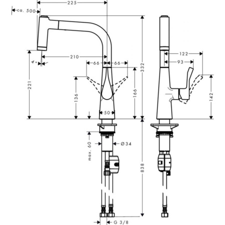 Смеситель для кухонной мойки hansgrohe Metris 14834000