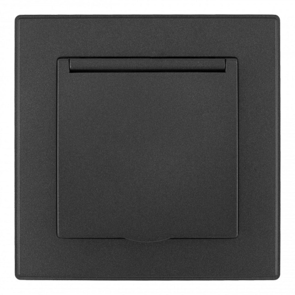 Розетка с заземлением и шторкой, с крышкой Arte Milano SET06-1 SET06-1-41-1 black