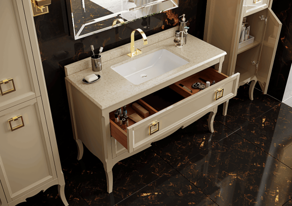Тумба с раковиной Bagno Piu Moretta 2.0 122 глянцевый капучино/золото