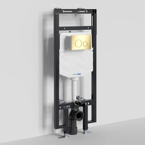 Инсталляция для унитаза WasserKRAFT Dinkel 58 58TLT.010.ME.PG02 с кнопкой смыва, золотой