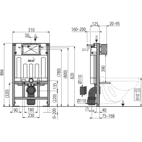 Инсталляция для унитаза AlcaPlast AM101/850-0001