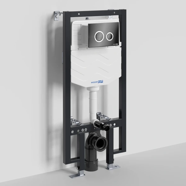 Инсталляция для унитаза WasserKRAFT Vils 56 56TLT.010.ME.PB01 с кнопкой смыва, черный глянец/хром/черный глянец