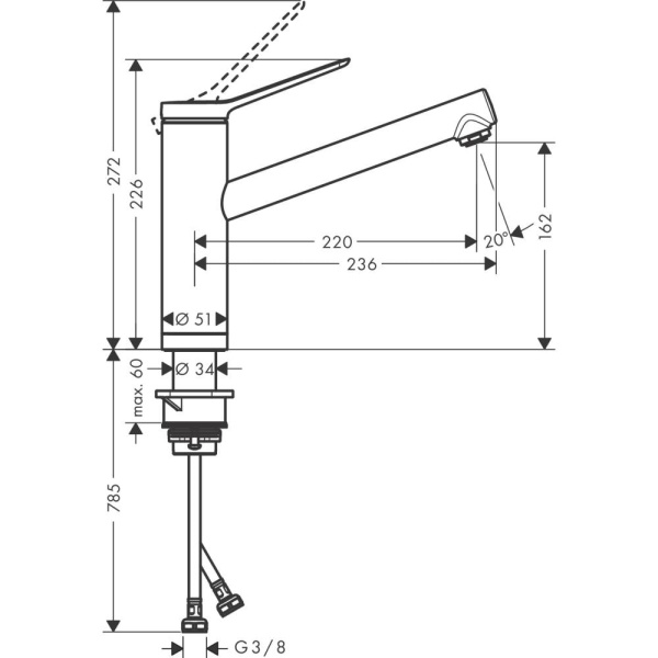 Смеситель для кухни hansgrohe Zesis M33 160 74805000 для установки перед окном