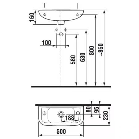 Раковина 50x23 см Jika Olymp 8156130001051