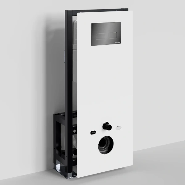 Инсталляция для унитаза WasserKRAFT Glan 66 66TLT.010.ME.WH.PB03 с кнопкой смыва, черный глянец