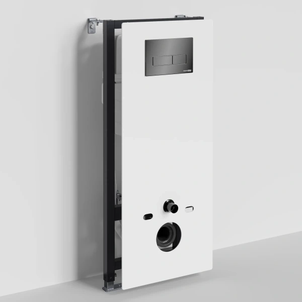 Инсталляция для унитаза WasserKRAFT Abens 20 20TLT.010.ME.WH.PB03 с кнопкой смыва, черный глянец