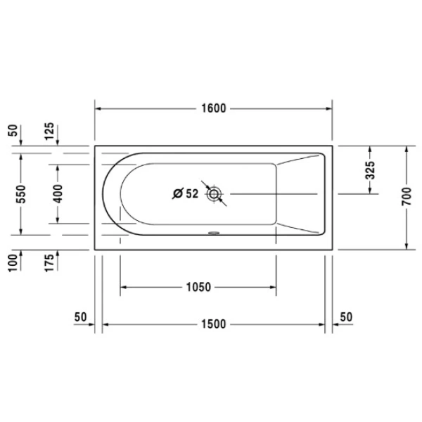 Акриловая ванна 160x70 см R Duravit Darling New 700239000000000