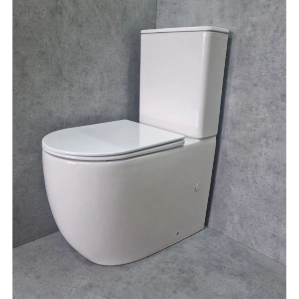 Унитаз-компакт CeramaLux K2176-1 безободковый, с сиденьем микролифт, белый