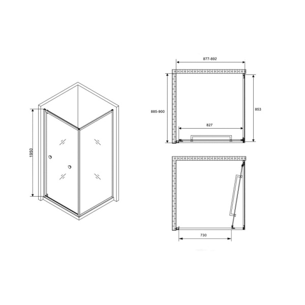 Душевой уголок Abber Schwarzer Diamant 90x90 AG0A090B черный матовый