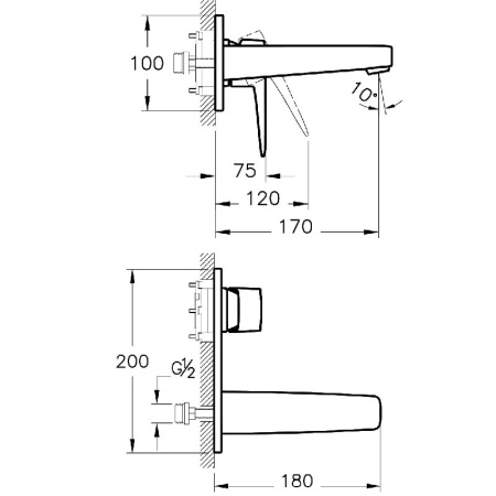 Встраиваемый смеситель для раковины Vitra Root Square A42738EXP хром