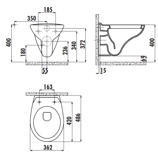 Унитаз подвесной Creavit Perla TP320-00CB00E-0000 с функцией биде, белый
