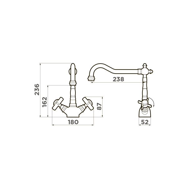 Смеситель для кухни Omoikiri Tokigawa-AB 4994257 античная латунь