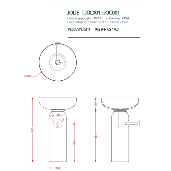 Раковина Artceram Jolie JOL001 17 00