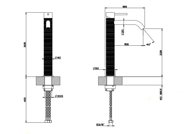 Смеситель для раковины Gessi 316 54306#239 нержавейка
