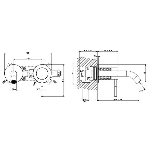 Смеситель для раковины Gessi 316 54183#239 нержавейка