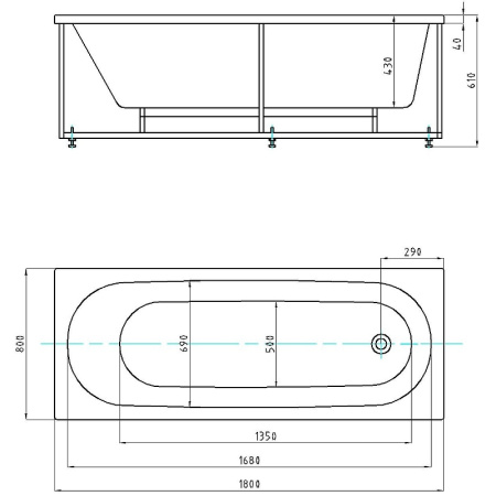 Акриловая ванна Aquatek Оберон 180x80 см OBR180-0000002, белый