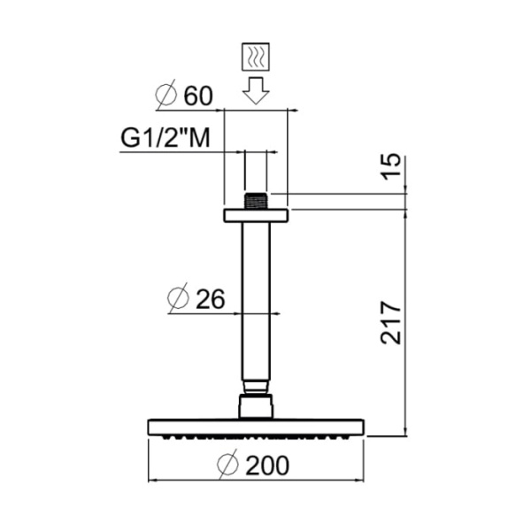 Верхний душ Carimali Stick 27625C15/SOF-CR