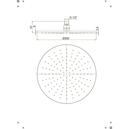 Верхний душ Paini 50CR759/30EBI круглый 300 мм хром