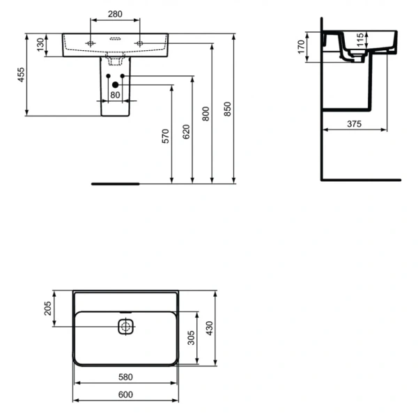 Раковина 60x43 см Ideal Standard Strada II T363801