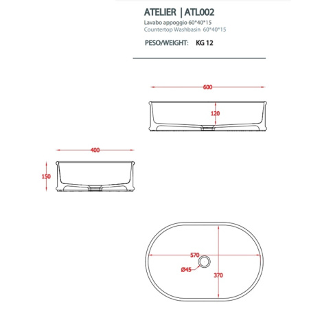 Раковина Artceram Atelier ATL002 05 00